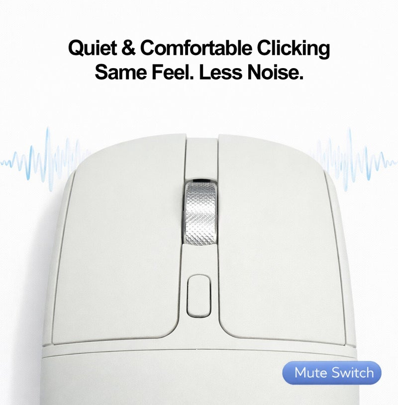 FOREV Wireless Mouse with Dual Mode BT/2.4G, 3-Level DPI Adjustments, 4-Button Rechargeable Gaming Mouse, Lightweight Ergonomic Mouse for Mac Mini PC Gaming Laptop Computer MacBook - (White) - Image 3