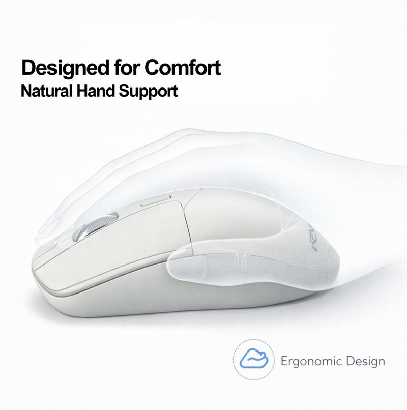 FOREV Wireless Mouse with Dual Mode BT/2.4G, 3-Level DPI Adjustments, 4-Button Rechargeable Gaming Mouse, Lightweight Ergonomic Mouse for Mac Mini PC Gaming Laptop Computer MacBook - (White) - Image 5