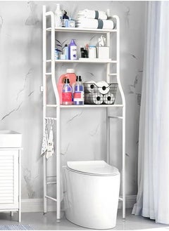 BLOOMING TIME Bathroom Floor-Standing Vertical Toilet Rack Without Perforation Combination, Durable, Large Capacity, Easy To Assemble, Space-Saving White  - Image 1