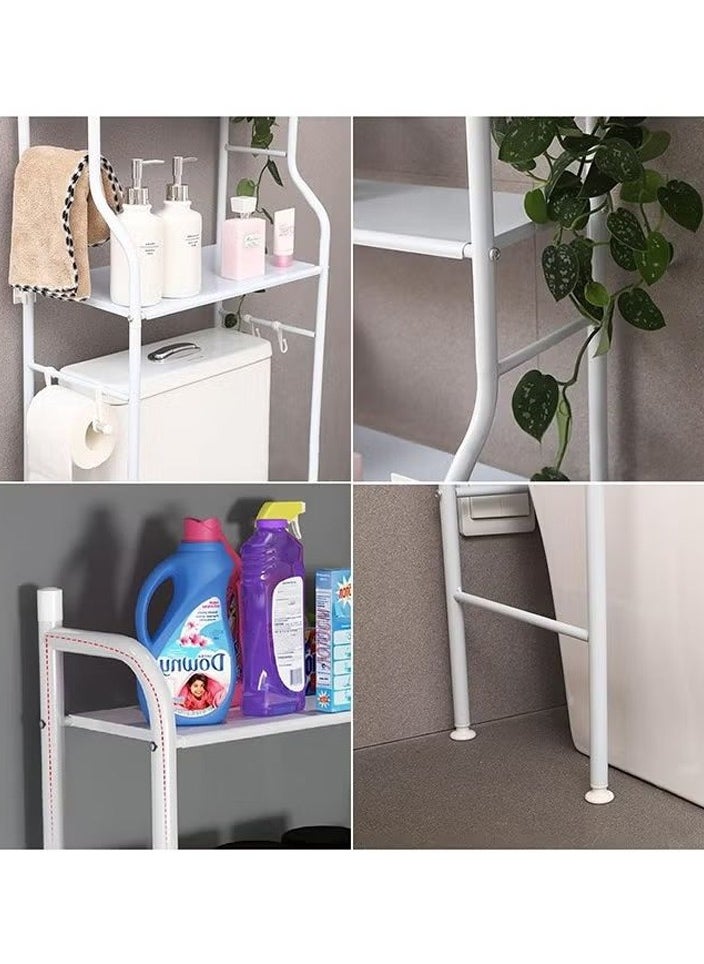 BLOOMING TIME - Bathroom Floor-Standing Vertical Toilet Rack Without Perforation Combination, Durable, Large Capacity, Easy To Assemble, Space-Saving White - Image 1