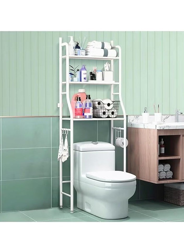 BLOOMING TIME - Bathroom Floor-Standing Vertical Toilet Rack Without Perforation Combination, Durable, Large Capacity, Easy To Assemble, Space-Saving White - Image 1