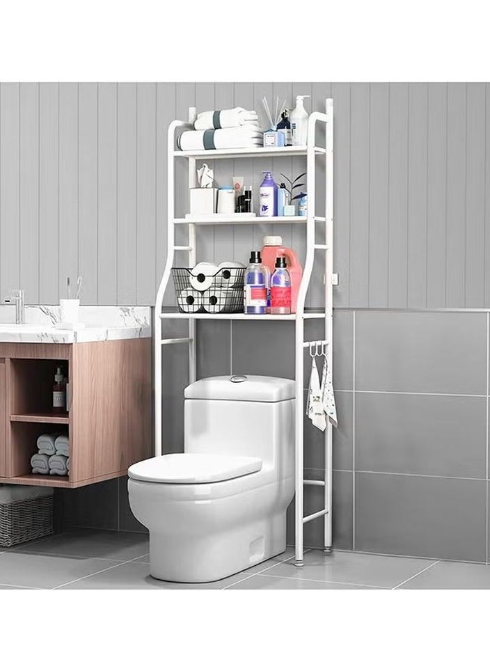 BLOOMING TIME - Bathroom Floor-Standing Vertical Toilet Rack Without Perforation Combination, Durable, Large Capacity, Easy To Assemble, Space-Saving White - Image 1
