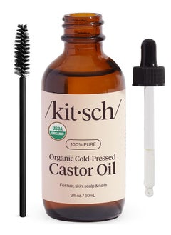Organic Cold-Pressed Castor Oil - For Hair Growth, Eyelashes, Eyebrows, Face, Scalp Health, And Hydration - Natural Beauty & Wellness Solution - 100% Pure, Usda Organic, Hexane-Free - 2Oz