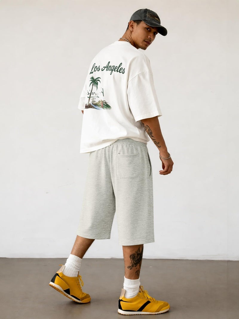 JMIERR 2026 Men's Baggy Sweat Shorts Lightweight Under Knee Casual Raw Hem Drawstring Y2K Shorts Loose Fit Gym Shorts - Image 3