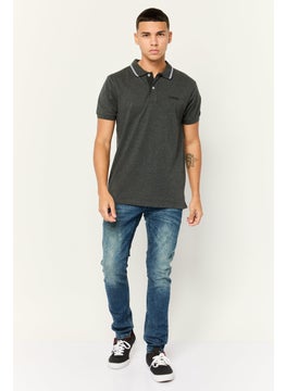 Nordland Men Regular Fit Brand Logo Short Sleeves Polo Shirt, Grey  - Image 4