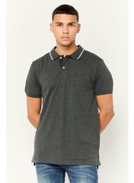 Nordland Men Regular Fit Brand Logo Short Sleeves Polo Shirt, Grey  - Image 1