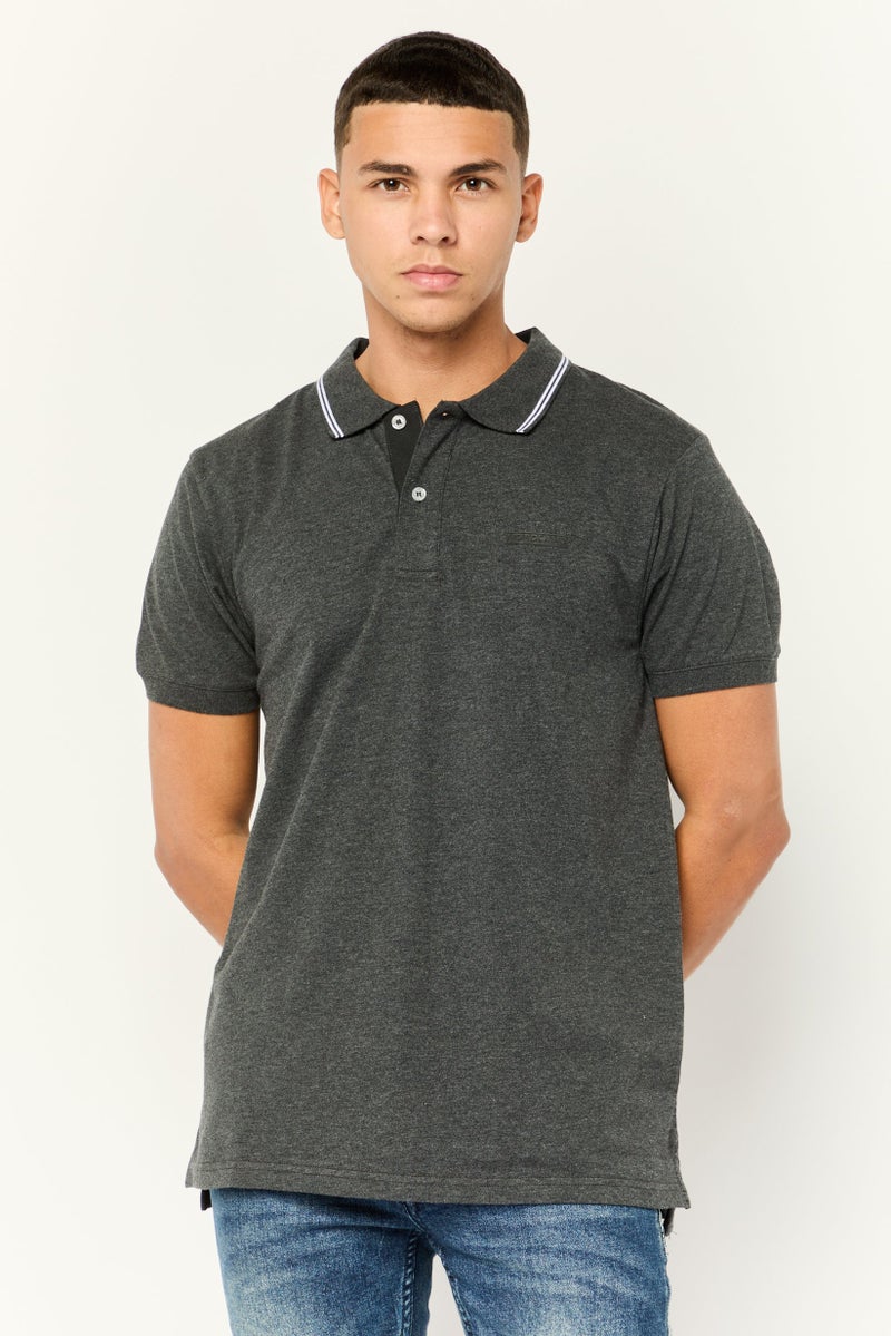 Nordland تي شيرت بولو بأكمام قصيرة بتصميم عادي للرجال، رمادي - Image 1