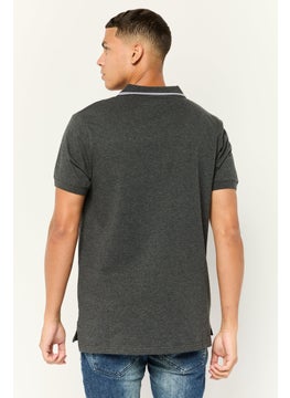 Nordland Men Regular Fit Brand Logo Short Sleeves Polo Shirt, Grey  - Image 3