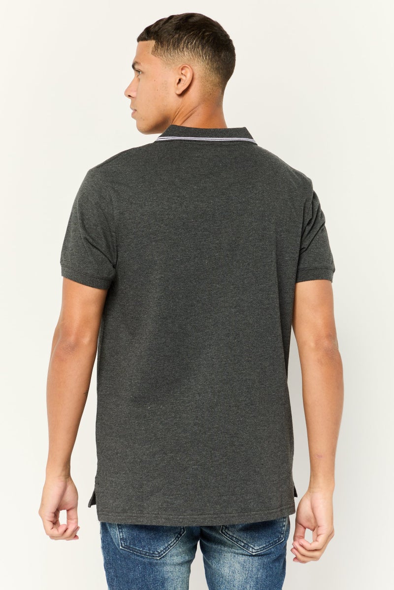 Nordland تي شيرت بولو بأكمام قصيرة بتصميم عادي للرجال، رمادي - Image 3
