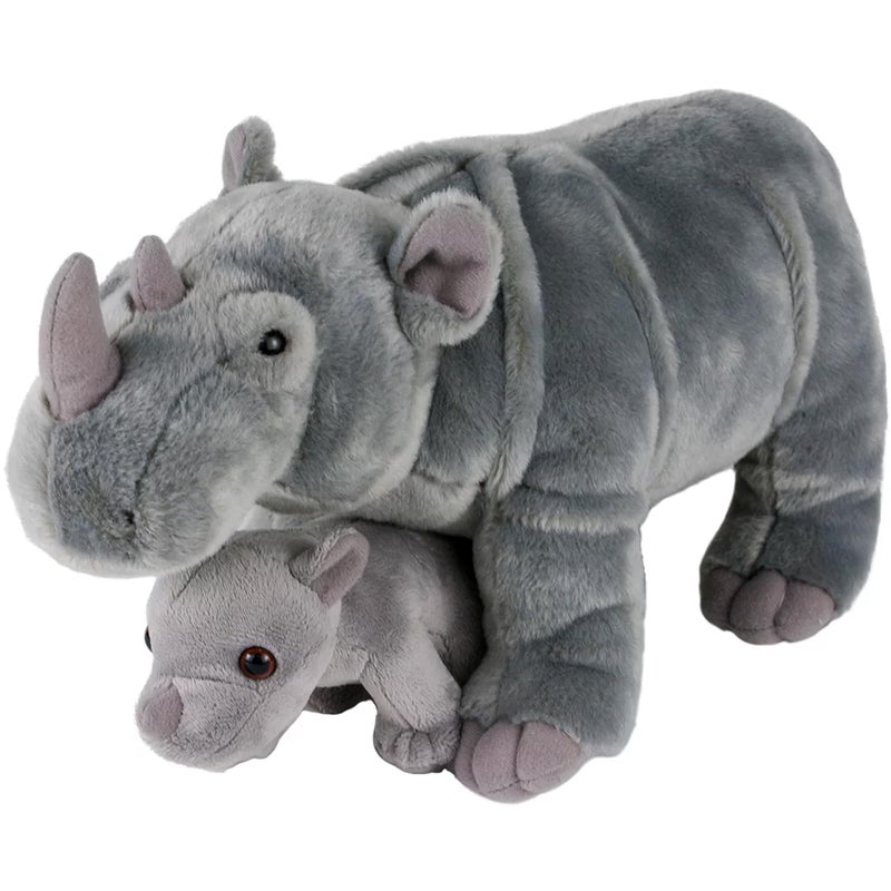 Adventure Planet Birth of Life Rhino and Baby Plush Toy 14 Long Gray - Image 2