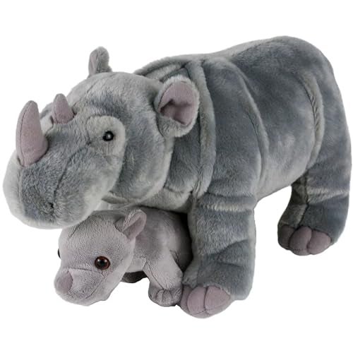 Adventure Planet Birth of Life Rhino and Baby Plush Toy 14 Long Gray - Image 1