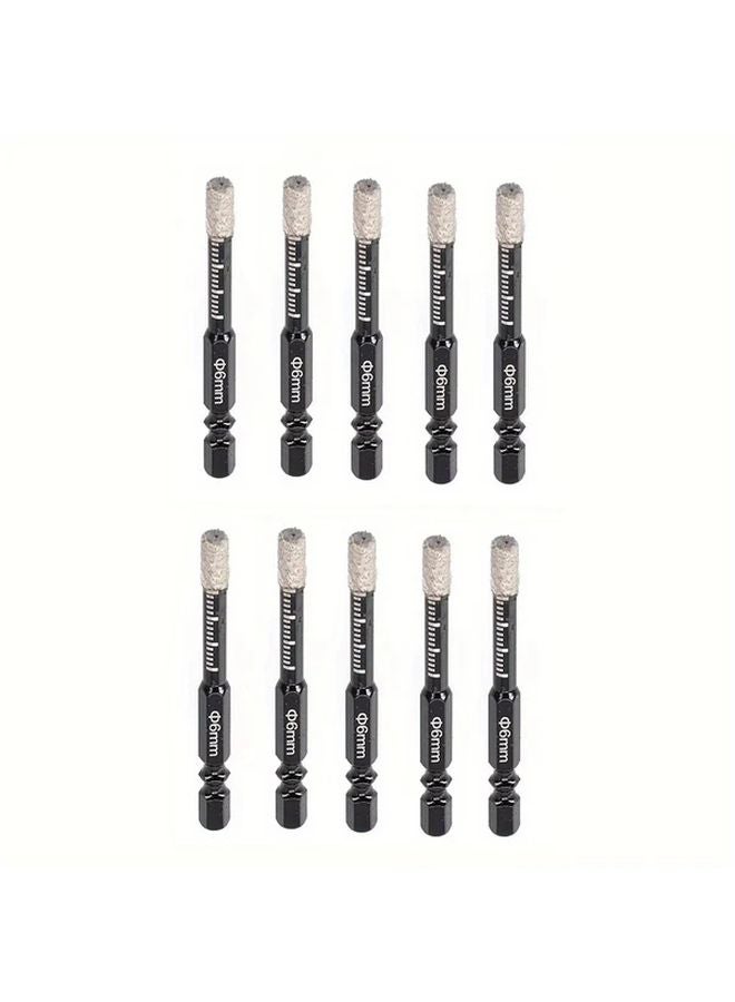 6mm 10pcs Diamond Hole Saw Cutter Set Brazed Dry Drill Bits for Marble Granite Ceramic - Image 1