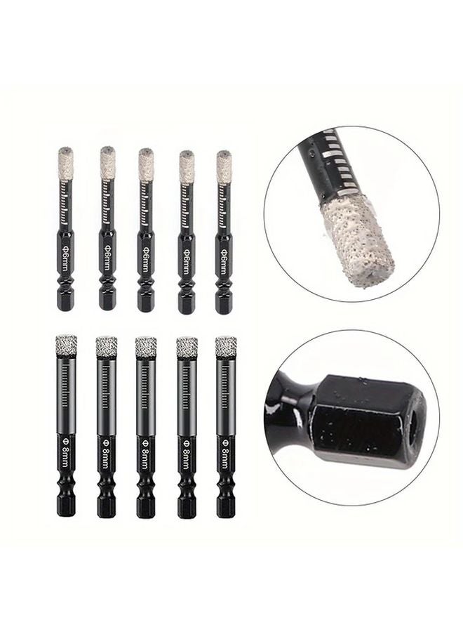 6mm 10pcs Diamond Hole Saw Cutter Set Brazed Dry Drill Bits for Marble Granite Ceramic - Image 2