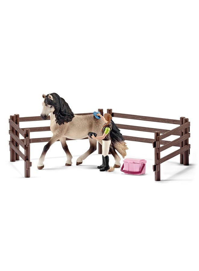 Schleich Horse Club 9-Piece Horse Toy for Girls and Boys Ages 5+, Horse Care Set with Andalusian Horse - Image 1