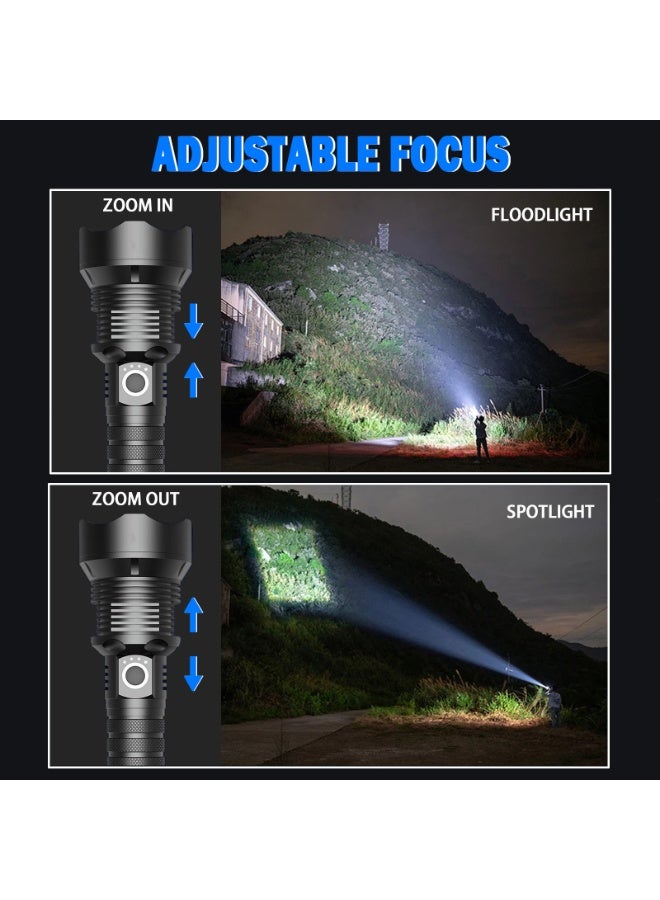 Mejora 5000 Lumens Super Bright Flashlight with 3 Modes Adjustable Focus & Waterproof, Powerful Handheld Flashlights,Rechargeable LED Flashlights High Lumens for Outdoor Camping, Emergencies - Image 3