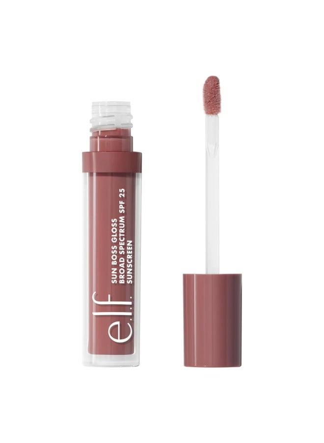 إلف e.l.f. Sun Boss Gloss SPF 25 - ملمع شفاه غني بالأصباغ يمنح لمسة نهائية عالية اللمعان، بتركيبة مرطبة وملطفة للشفاه. منتج نباتي ولم يُختبر على الحيوانات. اللون: "It's Your Mauve" (موف)، القوام: سائل لامع. الحجم: 4 مل. - Image 1