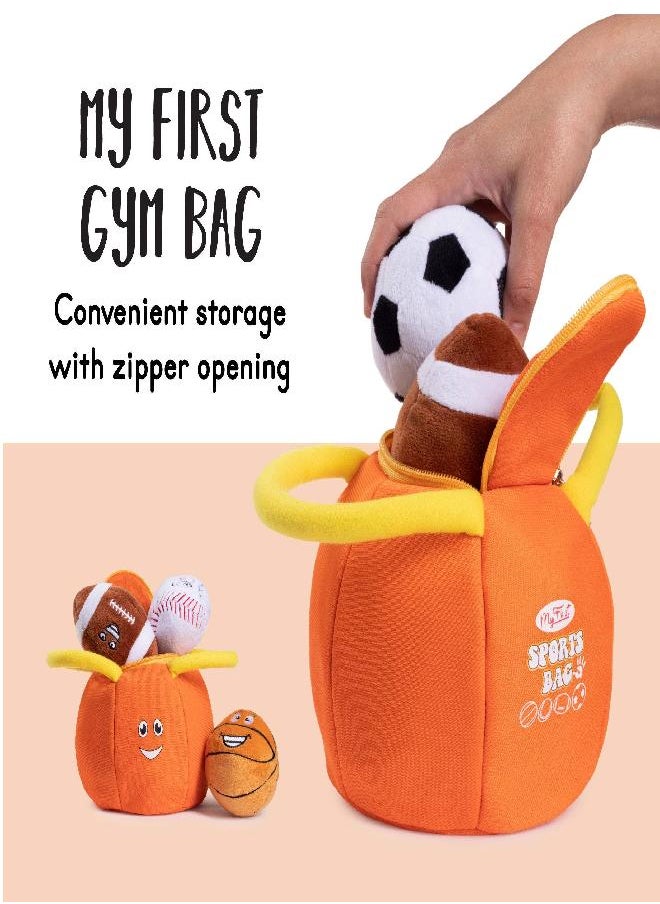 Plush Creations Plush Creations Talking Sports Plush Bag with 4 Talking Soft Plush Balls. Sport Set Includes Plush Sports Bag Plush Basketball Plush Baseball Plush Soccer Ball and Plush Football  - Image 3