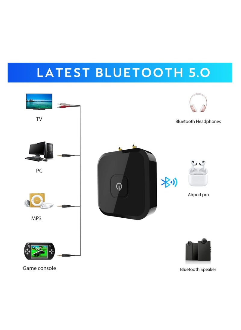 Y&D - Bluetooth 5.0 Transmitter, Wireless Audio Adapter with APTX Low Latency, Stereo Sound Flight Dongle for TV to Headphone 3.5mm or RCA Jack - Image 1