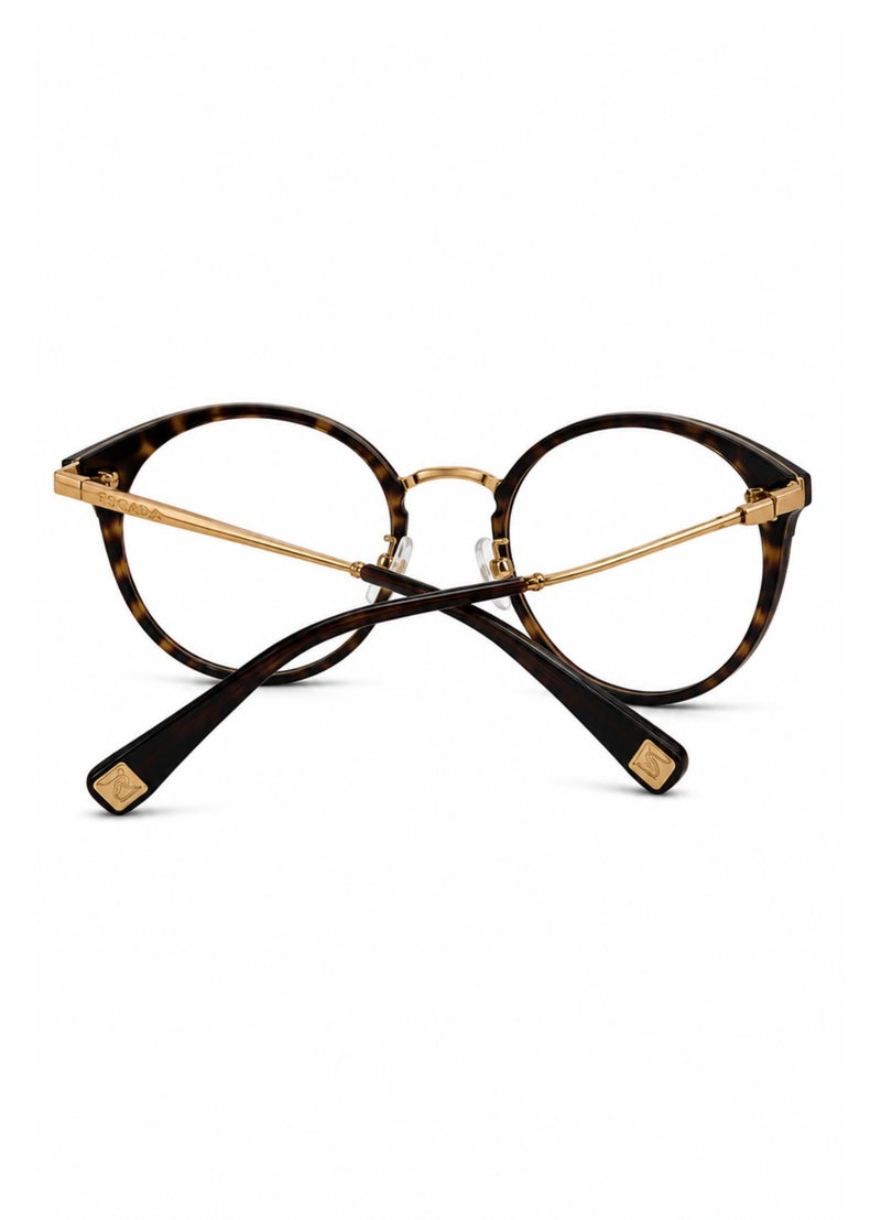 ESCADA VESA45F Women's Round Optical Eyeglass Frame, Designer Prescription Glasses, Premium Acetate Full Rim Eyewear with Metal Temples, Lightweight Luxury Frame, 51-19-145 - Image 4