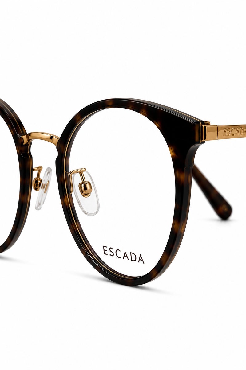 ESCADA VESA45F Women's Round Optical Eyeglass Frame, Designer Prescription Glasses, Premium Acetate Full Rim Eyewear with Metal Temples, Lightweight Luxury Frame, 51-19-145 - Image 5