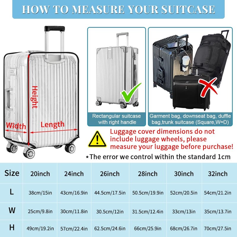 Yotako Clear Pvc Suitcase Cover Protectors 30 Inch Luggage Cover Protectors For Wheeled Suitcase 30'' - Image 5