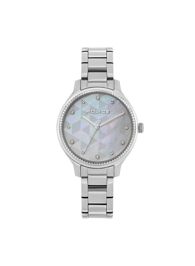 POLICE Women Tropea Women's White Mother-of-Pearl Dial Silver Stainless Steel Strap Analog Watch 34mm - Image 1