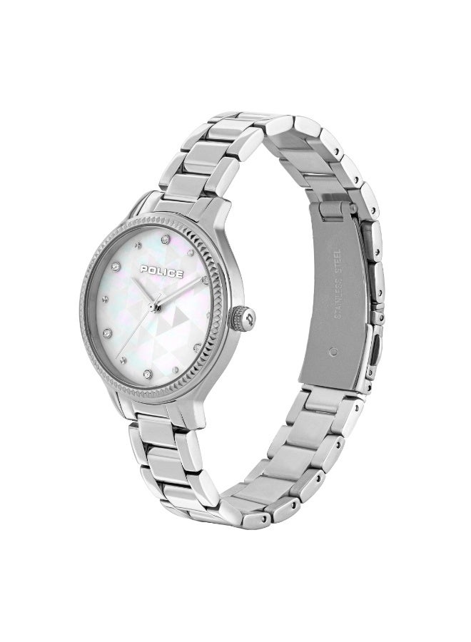 POLICE Women Tropea Women's White Mother-of-Pearl Dial Silver Stainless Steel Strap Analog Watch 34mm - Image 2