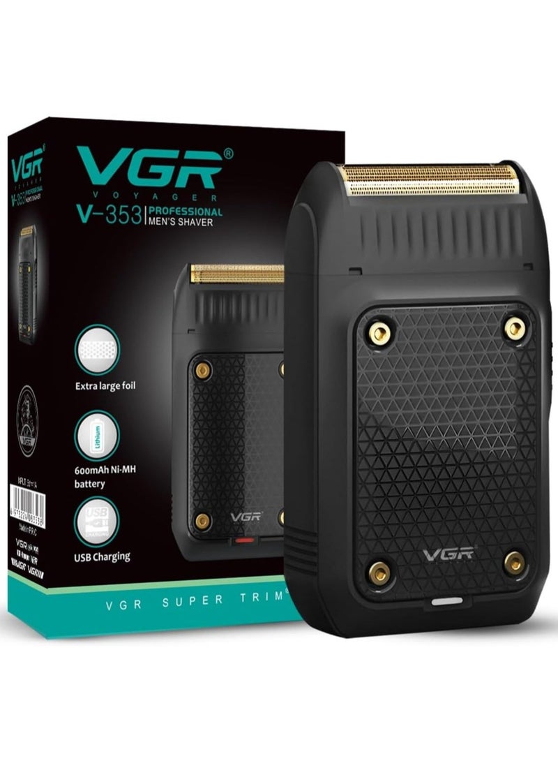 VGR Professional Men's Shaver (Model V-353), Extra Large Chip, 600mAh Battery, USB Charging - Black black - Image 1
