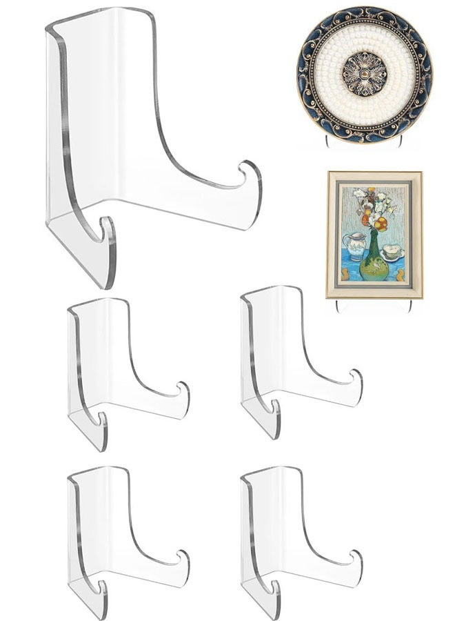 Acrylic Display Stand, 5 Pack Clear Acrylic Easels Plate Stands with Deep Support Shelves for Display Card Holder Photos Book Picture Table Top Holder Home Decors (3 x 2.5 x 2.2 inches)  - Image 1
