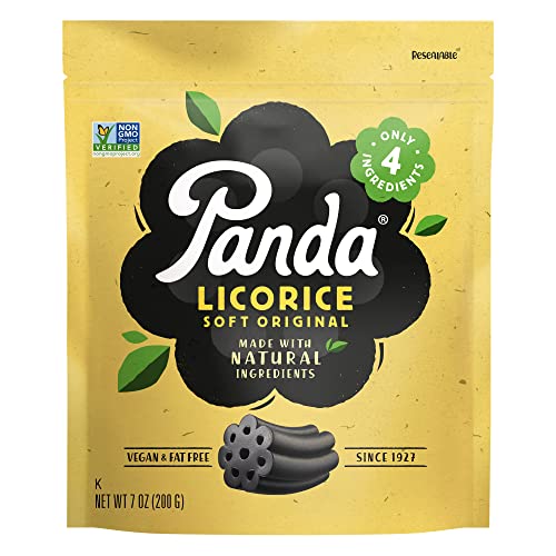 Panda   Natural Soft Original Licorice  Pure Black Licorice Candy Made with Only 4 Ingredients  NonGMO Project Verified  Vegan  Fat Free  200 G  7 OZ x 4  Resealable Bags Pack - Image 1