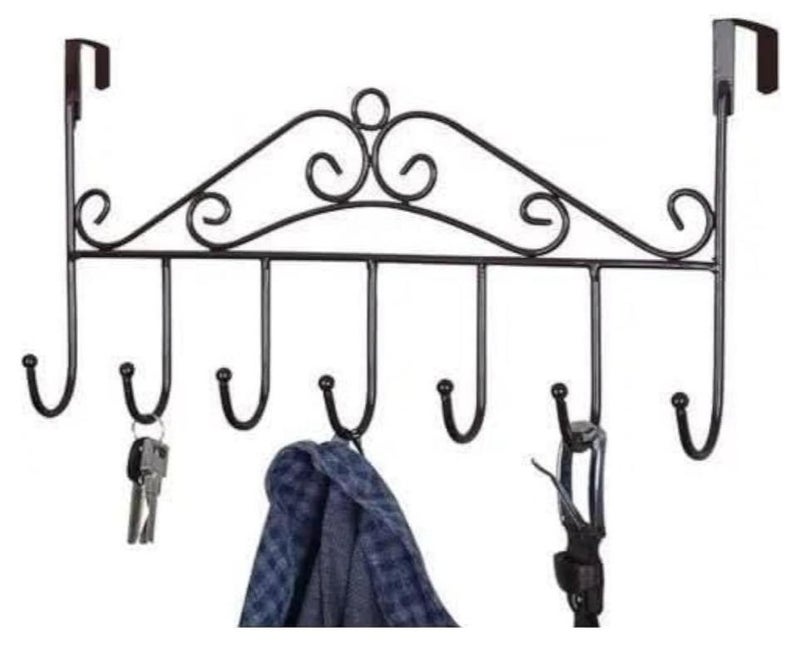 شماعات ملابس للباب - شماعات ملابس معدن مانعة للانزلاق، متينة وشديدة التحمل، شماعات بالطو وملابس -شماعات معدنية للغسيل وللكبار - شماعة باب تعليق للهدوم والملابس - شماعة تعليف باب حمام وغرف النوم - شماعت تعليق لضرفة الباب -شماعة للتعليق فوق الباب معدنية من 7 خطافات منظمة للفوط والملابس والمفاتيح والارواب والطواقي-شماعات من المعدن تعلق على الباب مع 7 خطافات، مناسبة للفوط والبالطو والملابس والطواقي وغرفة النوم والحمام-علاقات باب لتعليق المعاطف رف مناشف فوق الباب للطواقي والمعاطف والجواكيت والشنط والسكارف والحزام والمظلات - Image 1