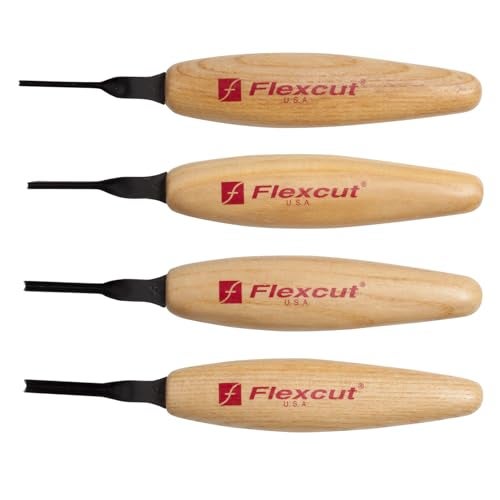 FLEXCUT Wood Carving Tools 45 Degree Parting Micro Tool Set of 6 MT600 | for Miniature and Fine Detail Work | 1095 High Carbon Steel Blade | Ash Hardwood Handle | Made in The U.S.A. - Image 4