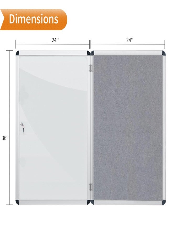 VIZ-PRO Tamperproof Lockable Gray Fabric Noticeboard Aluminium Framed 36x24 Inches - Image 3