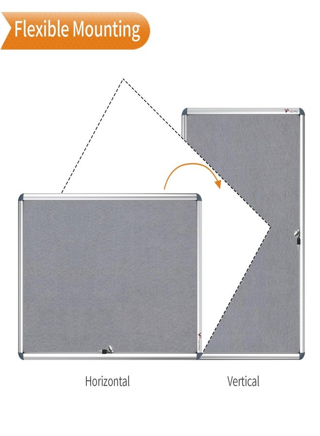 VIZ-PRO Tamperproof Lockable Gray Fabric Noticeboard Aluminium Framed 36x24 Inches - Image 5
