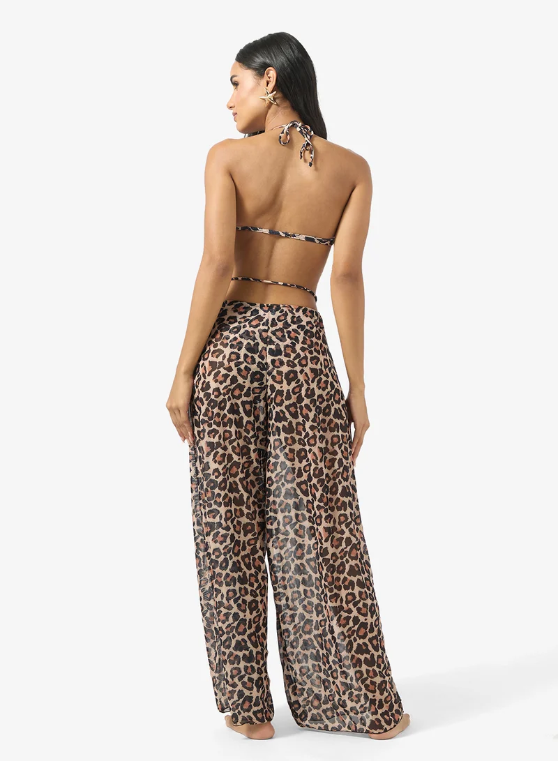 Ginger 3Pc Leopard Print Bikini &amp; Pant Coord Set