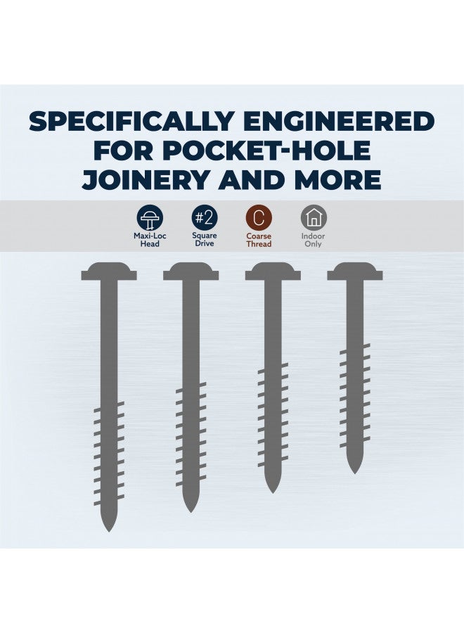 Kreg Kreg SML-C250-50 Zinc Pocket-Hole Screws, 2 1/2 Inch, 8 Coarse Thread, Maxi-Loc Head (50 Count)  - Image 3