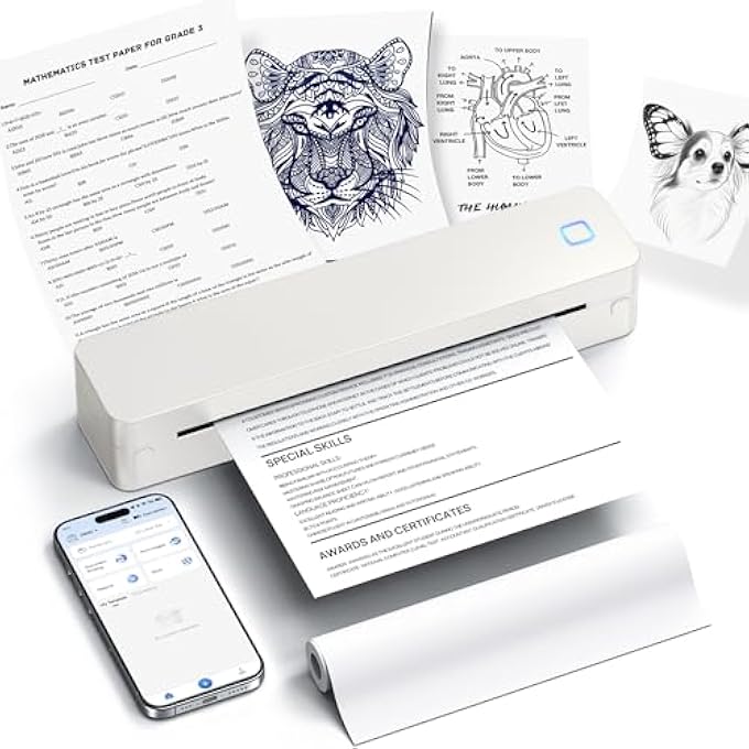 D830 PORTABLE PRINTER WIRELESS FOR TRAVEL, SUPPORTS 8.5 X 11 INCH THERMAL PAPER, BLUETOOTH COMPATIBLE WITH IOS, ANDROID, LAPTOP, BEIGE - Image 2