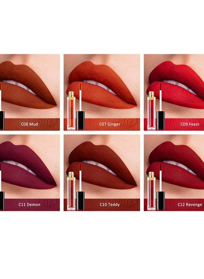إيماجيك ملمع الشفاه IMAGIC Velvet | 12 لونًا نابضًا بالحياة | تركيبة تدوم طويلاً وذات تصبغ عالي | أداة وضع ناعمة لسهولة الاستخدام (C07 GINGER 7 مل) - Image 4