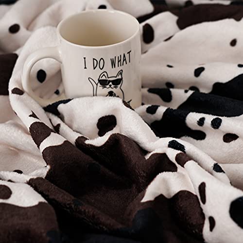 Yiyhuxf Cow Print Blanket Animal Brown Black Milky White Faux Fur Throw Blankets Western Cute Flannel Fleece Decorative Bed Sofa Office Blanket 60"x50" - Image 5
