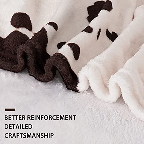 Yiyhuxf Cow Print Blanket Animal Brown Black Milky White Faux Fur Throw Blankets Western Cute Flannel Fleece Decorative Bed Sofa Office Blanket 60"x50" - Image 4