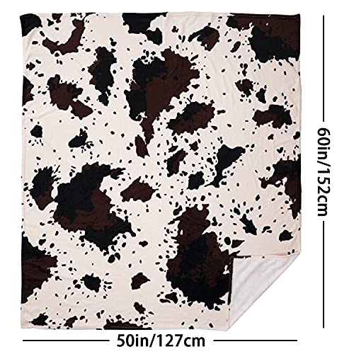 Yiyhuxf Cow Print Blanket Animal Brown Black Milky White Faux Fur Throw Blankets Western Cute Flannel Fleece Decorative Bed Sofa Office Blanket 60"x50" - Image 2