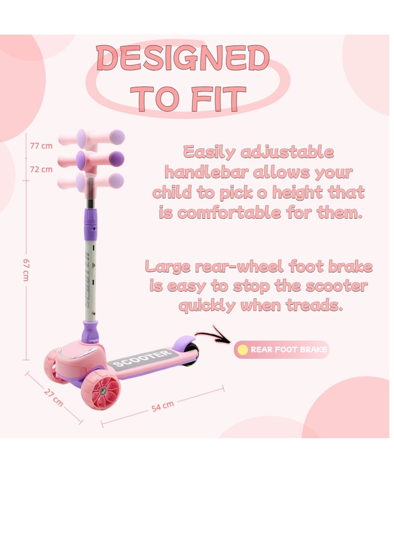 إيزي فيتشور سكوتر ركل للأطفال من إيزي فيوتشر: تصميم قابل للطي، مقبض قابل لضبط الارتفاع، عجلات LED، فرامل خلفية وموسيقى للأعمار من 3 إلى 8 سنوات - Image 3