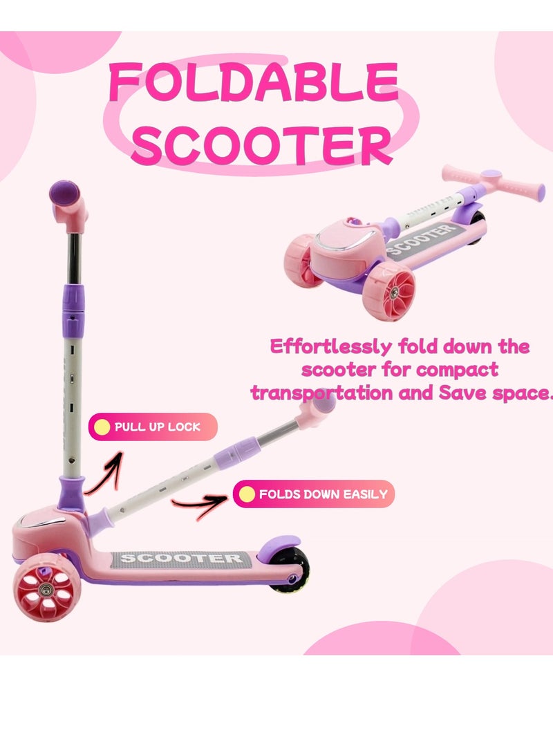 إيزي فيتشور سكوتر ركل للأطفال من إيزي فيوتشر: تصميم قابل للطي، مقبض قابل لضبط الارتفاع، عجلات LED، فرامل خلفية وموسيقى للأعمار من 3 إلى 8 سنوات - Image 2