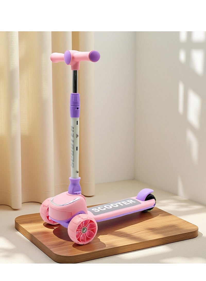 إيزي فيتشور سكوتر ركل للأطفال من إيزي فيوتشر: تصميم قابل للطي، مقبض قابل لضبط الارتفاع، عجلات LED، فرامل خلفية وموسيقى للأعمار من 3 إلى 8 سنوات - Image 1