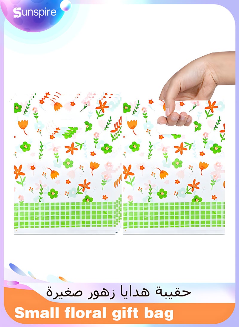 Sunspire 100 Small Floral Gift Wrap Bags, 7.9" x 11.8" Small Gift Wrap Tote Bags - Image 1