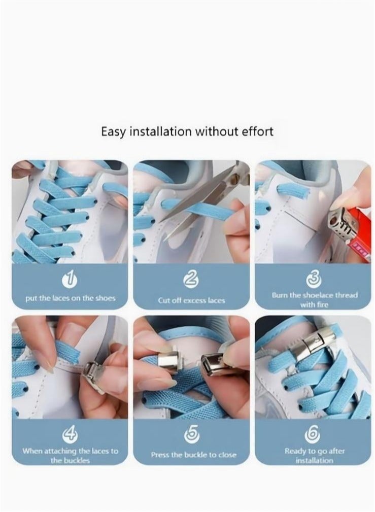 Sports Shoelaces Cycling Shoelaces Press Lock Shoelaces Without Ties Elastic Laces Dark Grey - Image 5