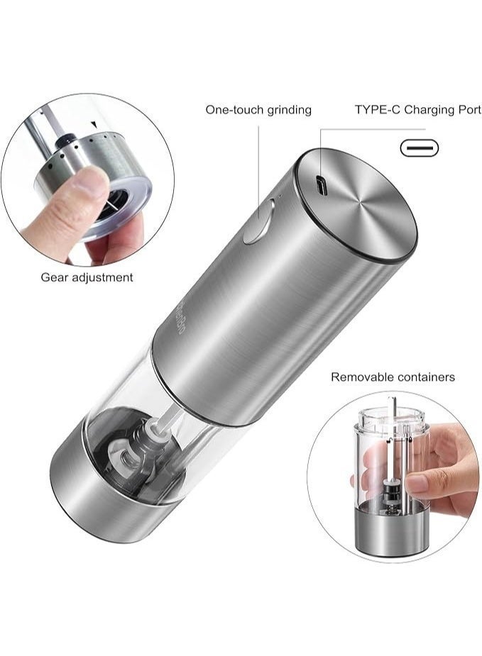 Dectoria Rechargeable Electric Pepper Grinder Salt Mill 50g Capacity Type C Refillable Stainless Steel Grinder with LED Light and 5 Grind Levels - Image 5