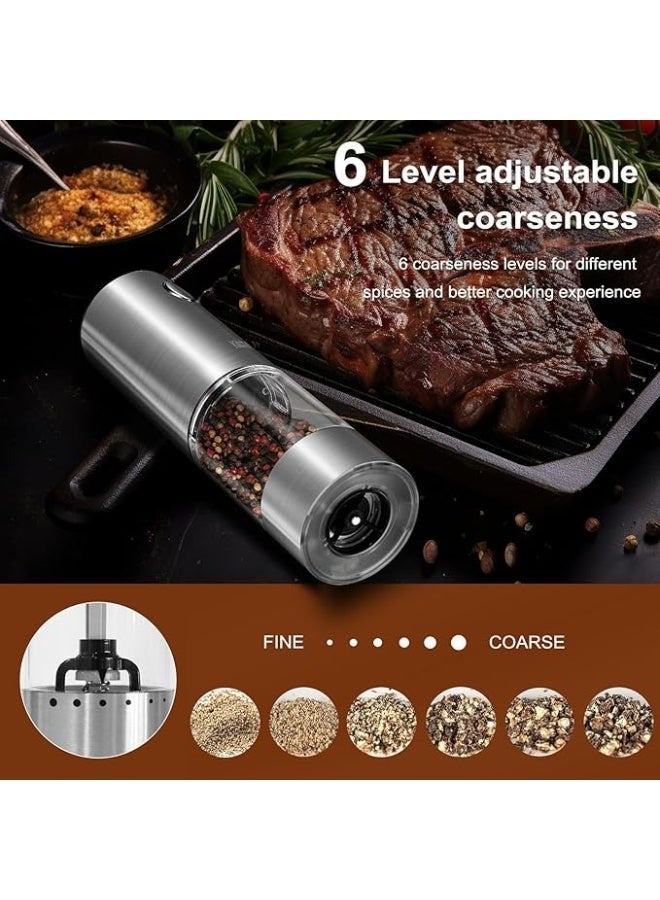 Dectoria Rechargeable Electric Pepper Grinder Salt Mill 50g Capacity Type C Refillable Stainless Steel Grinder with LED Light and 5 Grind Levels - Image 3