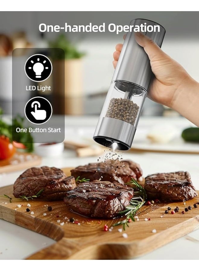 Dectoria Rechargeable Electric Pepper Grinder Salt Mill 50g Capacity Type C Refillable Stainless Steel Grinder with LED Light and 5 Grind Levels - Image 4