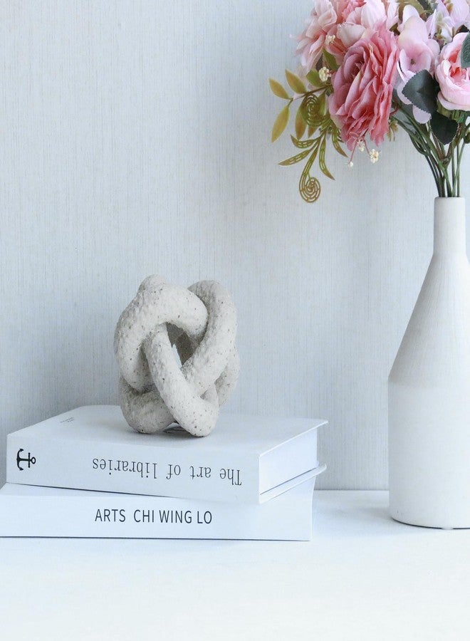 Lukitas 3-Link Resin Knot Ornament, Chain Link Decor, Geometric Knot Statue with Sandstone Finish, Coffee Table Decortive for Home Modern Shelf Decortion, Beige L4.5'' - Image 3